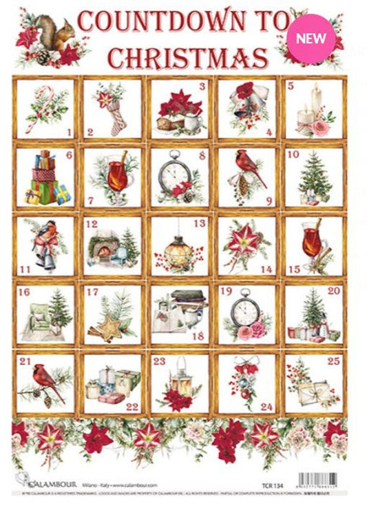 Christmas Advent Squares | Rice Paper Decoupage | Calambour TCR 134 | Christmas Decoupage | A3