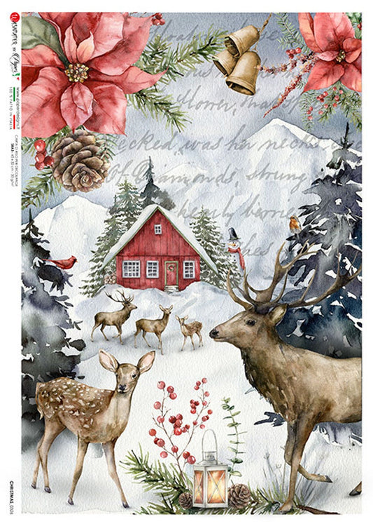 Christmas Deer 0326 | Rice Paper Decoupage | Paper Designs | A4