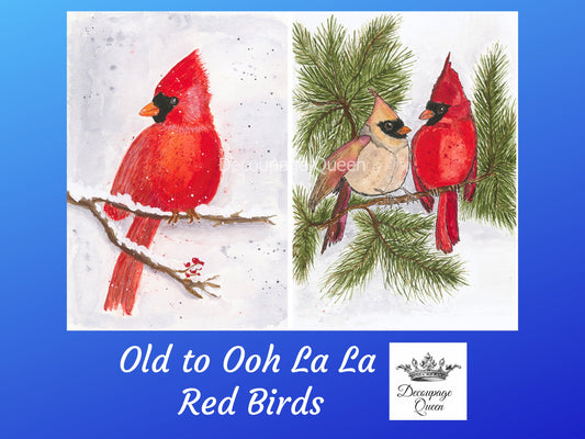 Old to Ooh La La Red Birds | Rice Paper Decoupage | Decoupage Queen | 2 Sizes