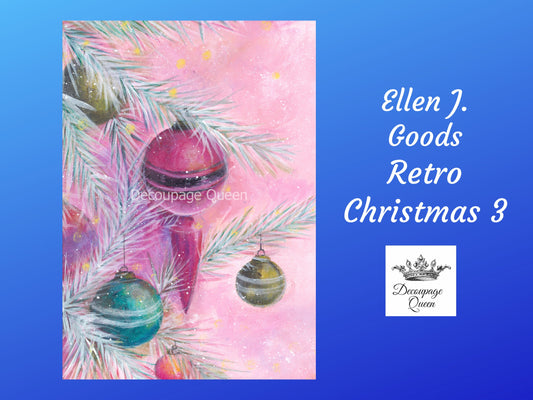 Retro Christmas 3 | Rice Paper Decoupage | Ellen J Goods | Decoupage Queen | 2 Sizes