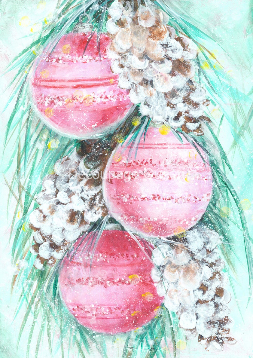 Retro Christmas 2 | Rice Paper Decoupage | Ellen J Goods | Decoupage Queen | 2 Sizes