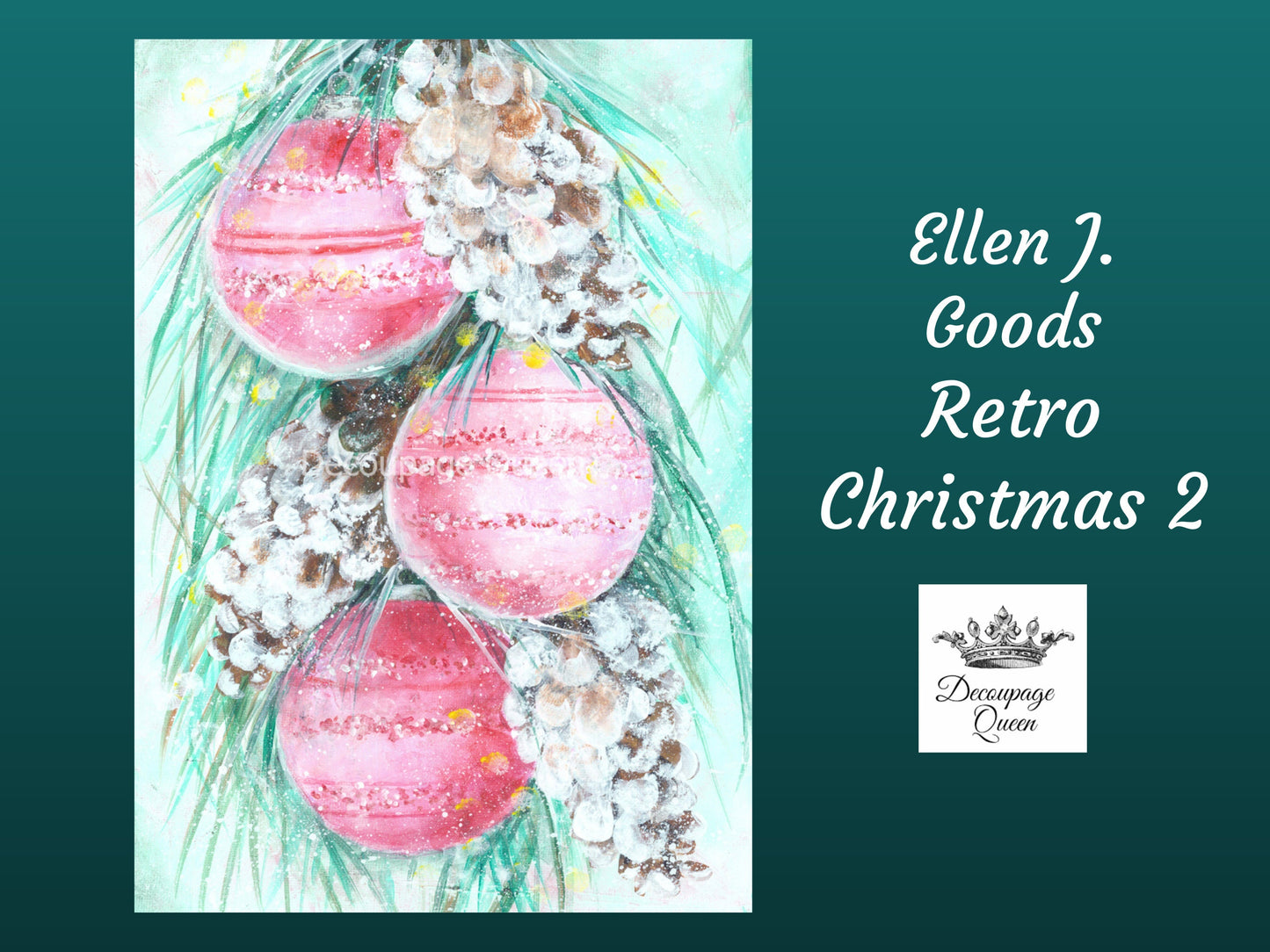 Retro Christmas 2 | Rice Paper Decoupage | Ellen J Goods | Decoupage Queen | 2 Sizes