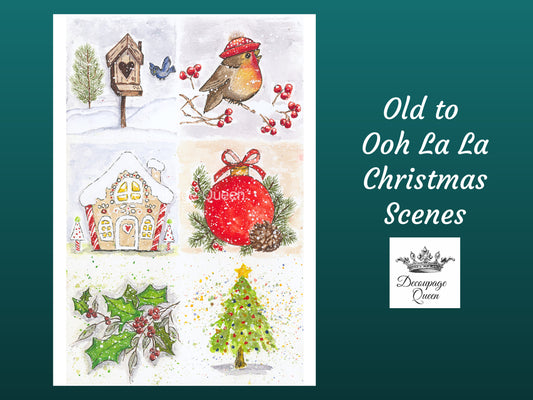 Old to Ooh La La Christmas Scenes | Rice Paper Decoupage | Decoupage Queen | 2 Sizes