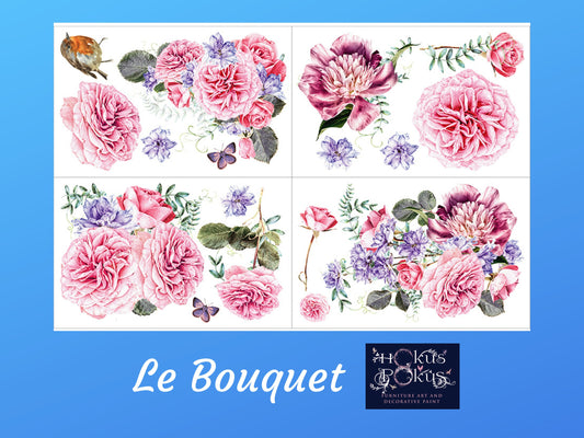 Le Bouquet | Rub On Furniture Transfers | Hokus Pokus | Furniture Decals | 37" x 24"
