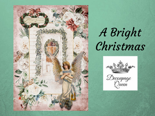 A Bright Christmas |Rice Paper Decoupage |  Decoupage Queen | 2 Sizes