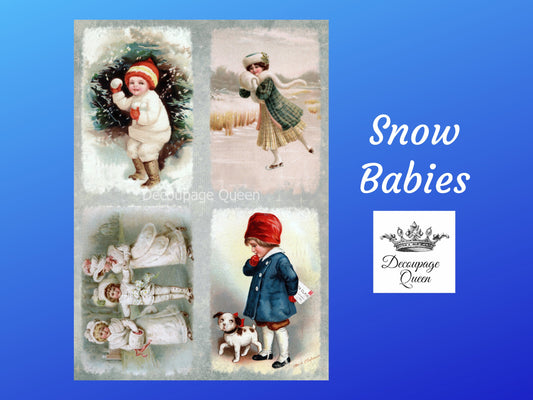 Snow Babies | Rice Paper Decoupage | Decoupage Queen | 2 Sizes