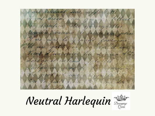Neutral Harlequin | Rice Paper Decoupage | Decoupage Queen | 2 Sizes