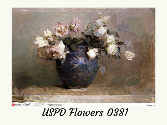 Flower Vase 0381 | Rice Paper Decoupage | US Paper Designs | A4