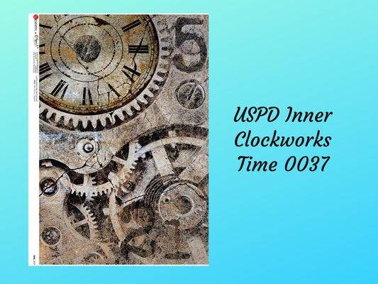 Inner Clockworks | Rice Paper Decoupage | US Paper Designs Time 0037 | A4