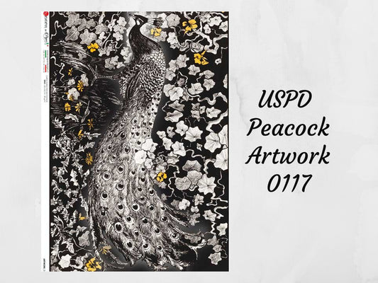 Peacock Artwork 0117 | Rice Paper Decoupage | Paper Designs | A4