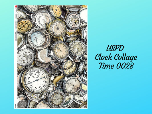 Clock Collage Time 0028 | Rice Paper Decoupage | Paper Designs | A4