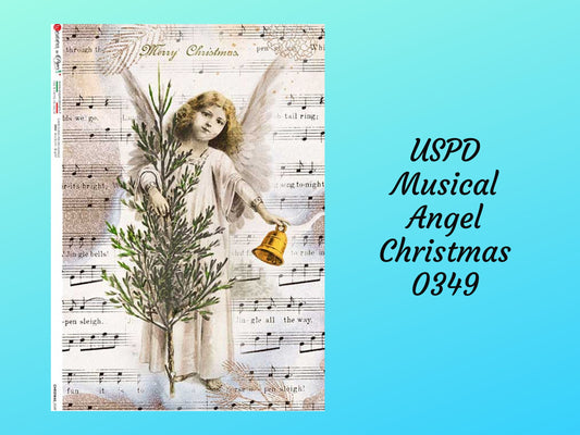 Musical Angel Christmas 0349 | Rice Paper Decoupage | Paper Designs | A4