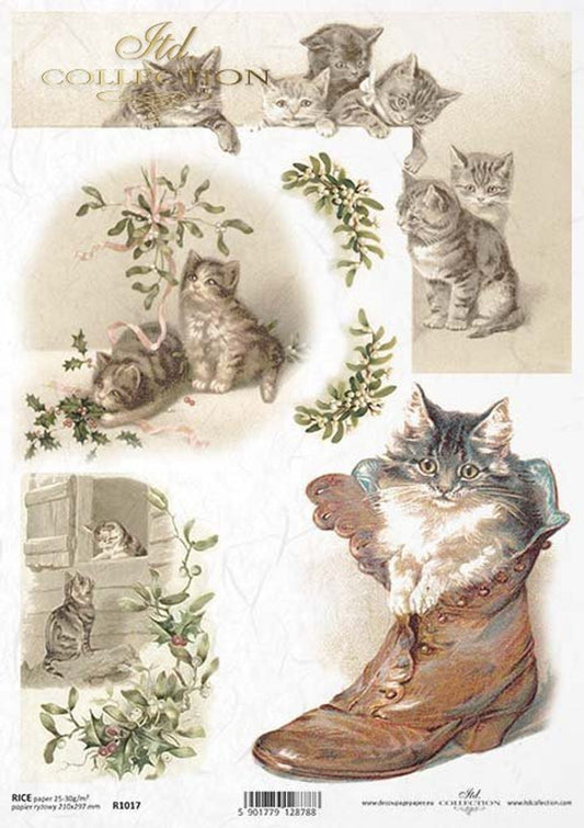 Kitten Boots | Rice Paper Decoupage | Paper Designs 1017 | A4