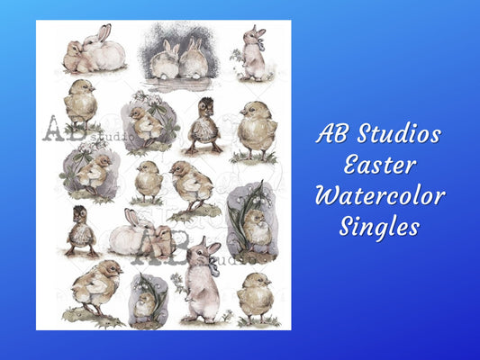 Easter Watercolor Singles 1289 | Rice Paper Decoupage | AB Studios | A4