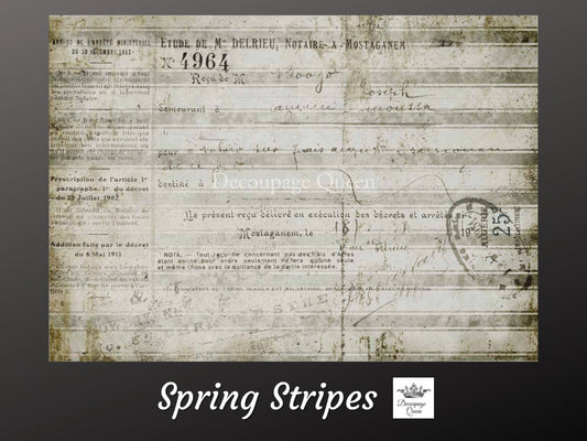 Spring Stripes | Rice Paper Decoupage | Decoupage Queen | 2 Sizes