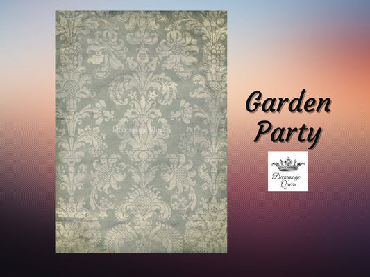 Garden Party Background | Rice Paper Decoupage | Decoupage Queen | A4 l RETIRED