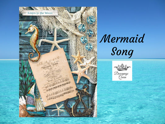 Mermaid Song | Rice Paper Decoupage | Decoupage Queen | 2 Sizes