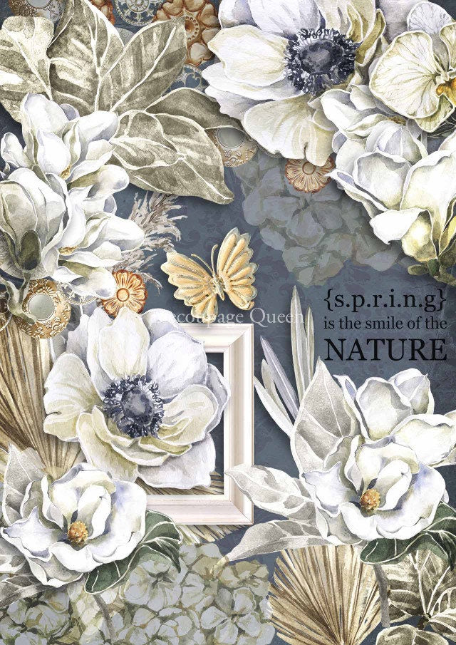 Sugar Magnolia | Rice Paper Decoupage | Decoupage Queen | A4 and A3