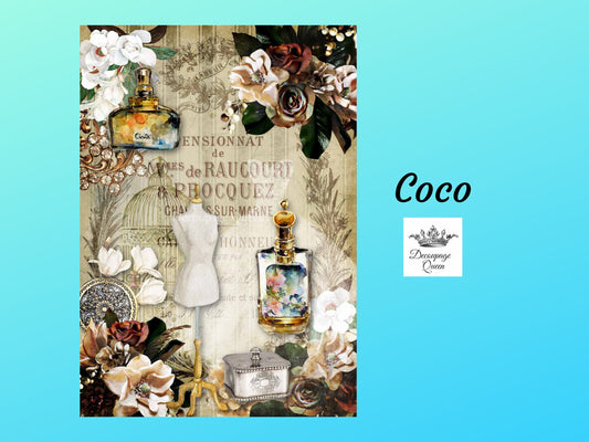 Coco | Rice Paper Decoupage | Decoupage Queen | A4