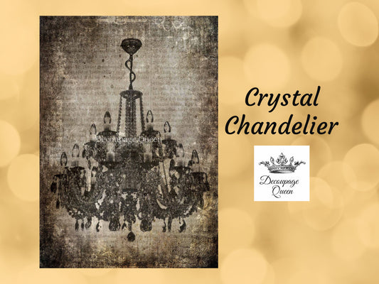 Crystal Chandelier | Rice Paper Decoupage | Decoupage Queen | A2 16.5" x 23.4"