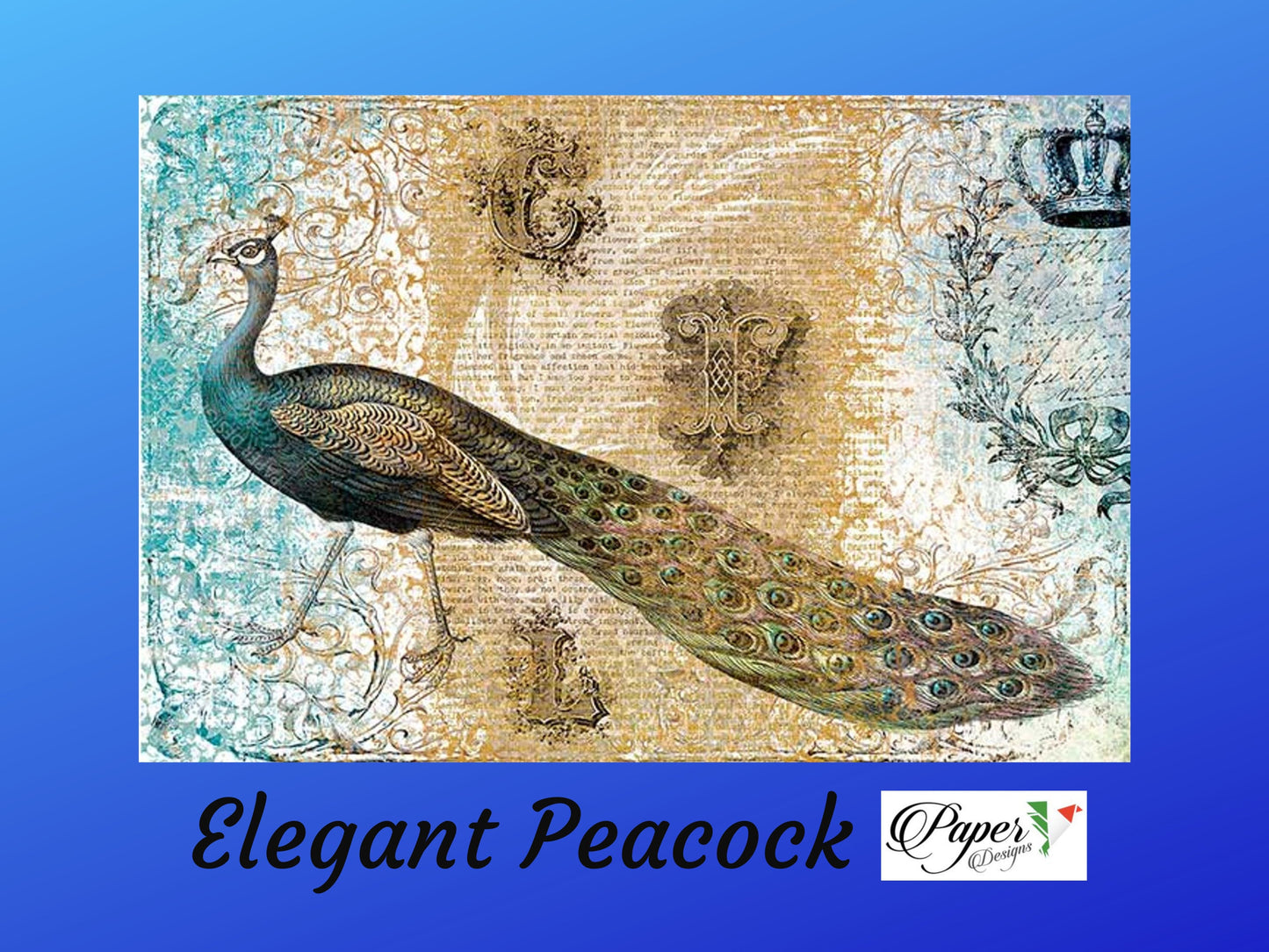 Elegant Peacock | Animal 0204 | Rice Paper Decoupage | Paper Designs | A4