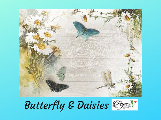 Butterfly and Daisies | Rice Paper Decoupage | ITD R1183 | A4