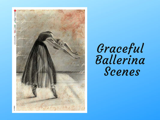 Graceful Ballerina Dancer | Rice Paper Decoupage | Paper Designs Scenes 0132  | A4