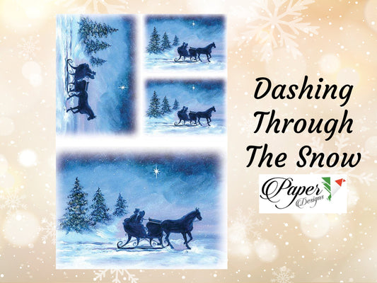 Dashing Through The Snow | Rice Paper Decoupage | Paper Designs 0060 | A4