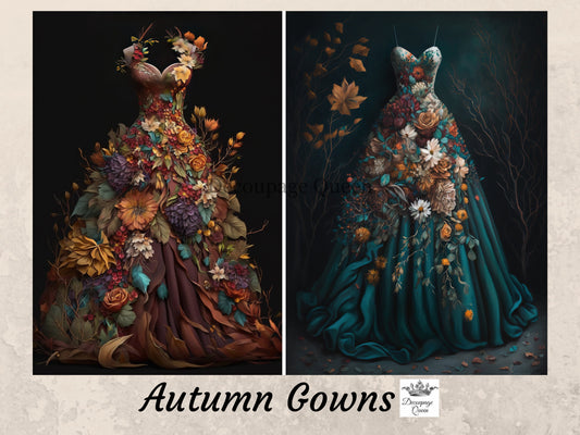 Autumn Gowns | Rice Paper Decoupage |Decoupage Queen | Sizes A4