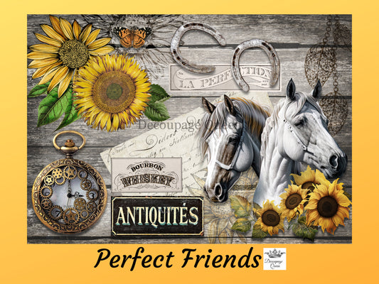 Perfect Friends | Rice Paper  Decoupage | Decoupage Queen | A4 & A3
