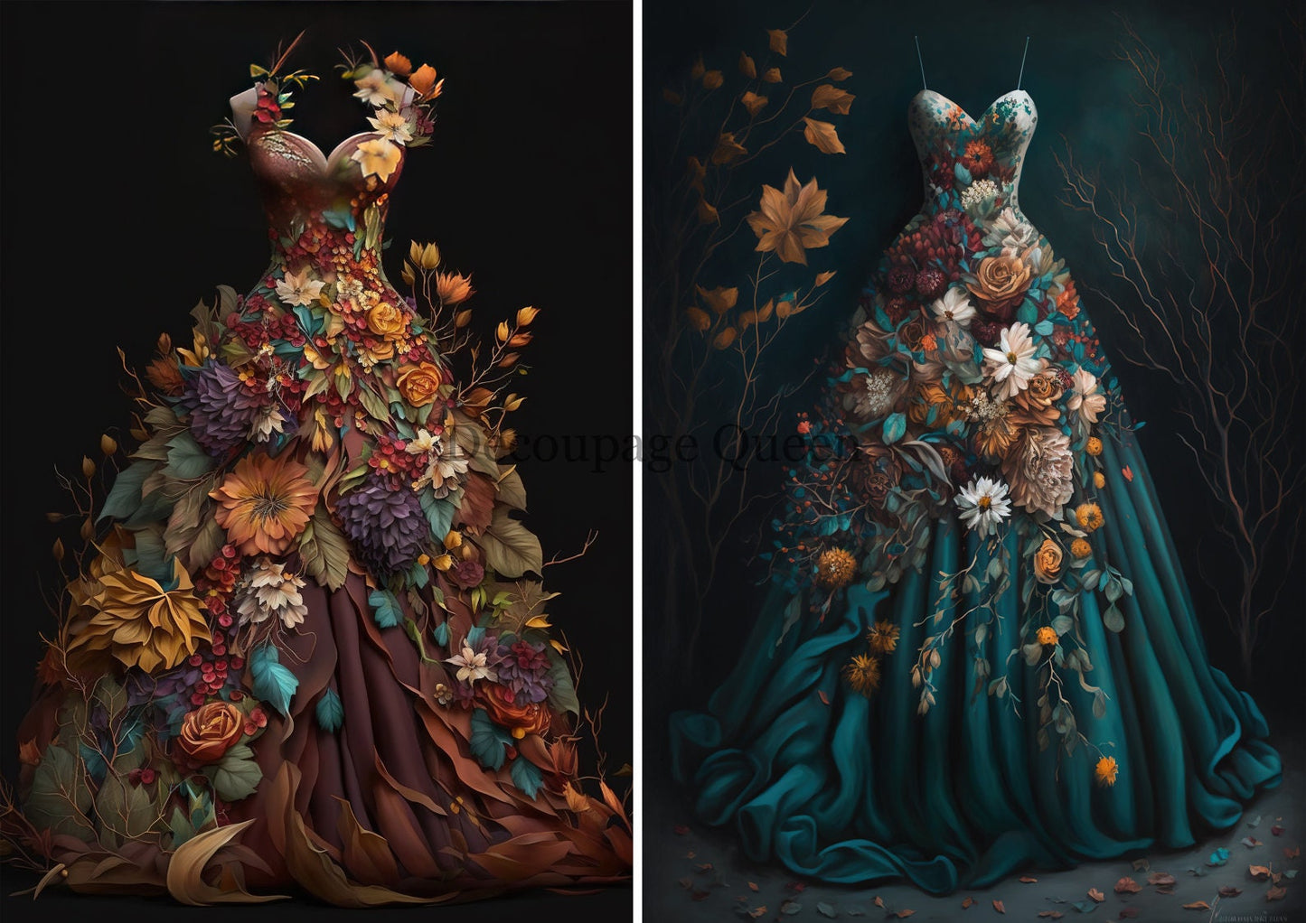 Autumn Gowns | Rice Paper Decoupage |Decoupage Queen | Sizes A4