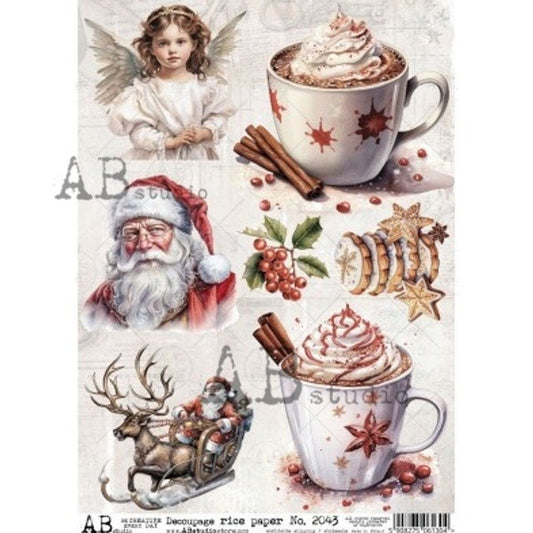 Peppermint Cocoa | Rice Paper Decoupage | AB Studios | A4
