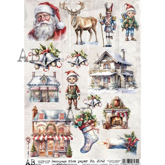 Elves and Holiday Store | Rice Paper Decoupage | AB Studios 2042 | A4
