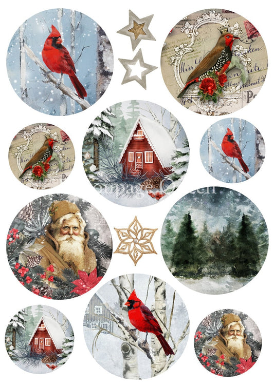 Cozy Winter Ornaments | Rice Paper Decoupage | Decoupage Queen | A4