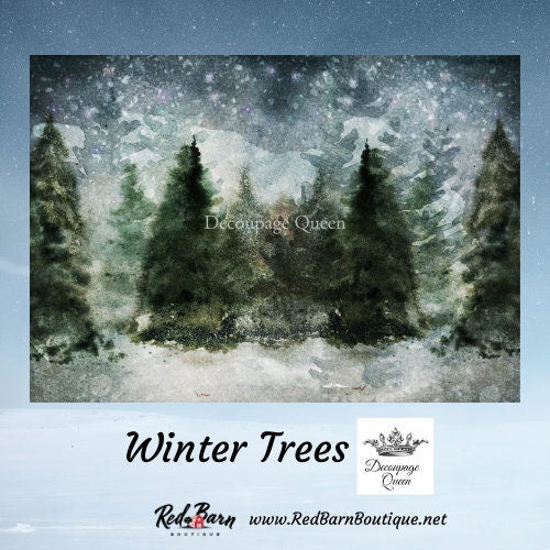 Winter Trees | Rice Paper Decoupage | Decoupage Queen | Mixed Media | 2 Sizes
