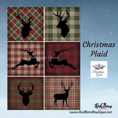 Christmas Plaid | Rice Paper Decoupage | Decoupage Queen | Bundle and Save | A4