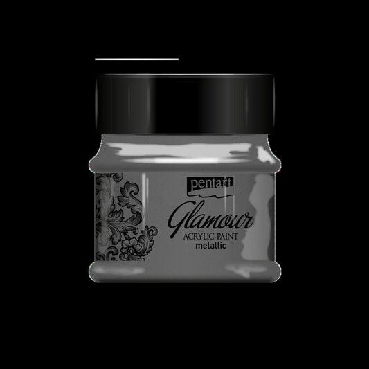 Black Silver | Glamour Metallic Acrylic Paint | Metallic | Mixed Media | Pentart | 50ml