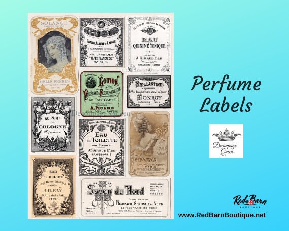 Perfume Labels | Rice Paper Decoupage | Decoupage Queen | A4