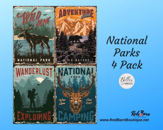 National Parks 4 Pack | Rice Paper Decoupage | Belles & Whistles | Dixie Belle Paint | Sizes A3