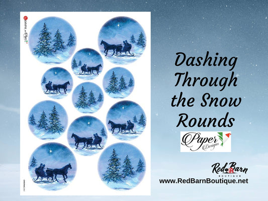 Dashing Through The Snow Rounds | Rice Paper Decoupage | Paper Designs 0061 | A4