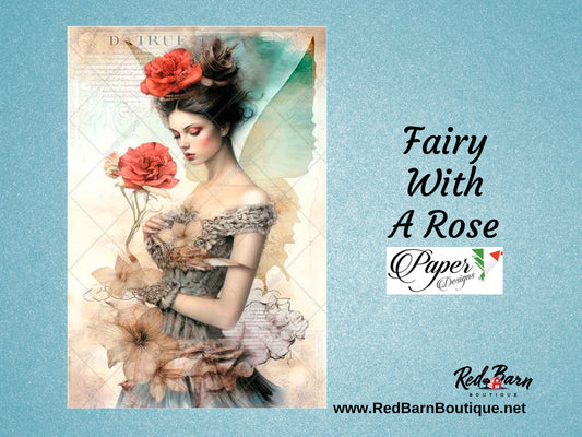Fairy With A Rose | Rice Paper Decoupage | Paper Designs Fairies 0107 | A4