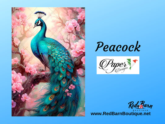 Peacock | Rice Decoupage Paper | bright Floral Peacock | Paper Designs Animals 0077 | Furniture Decoupage | A2 & A1