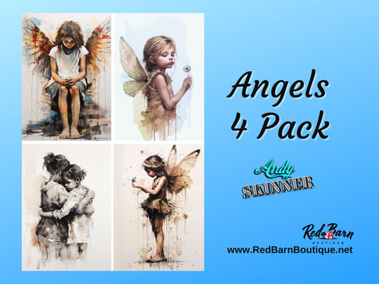 Angels Four Pack | Andy Skinner | Rice Paper Decoupage | Decoupage Queen | 2 Sizes