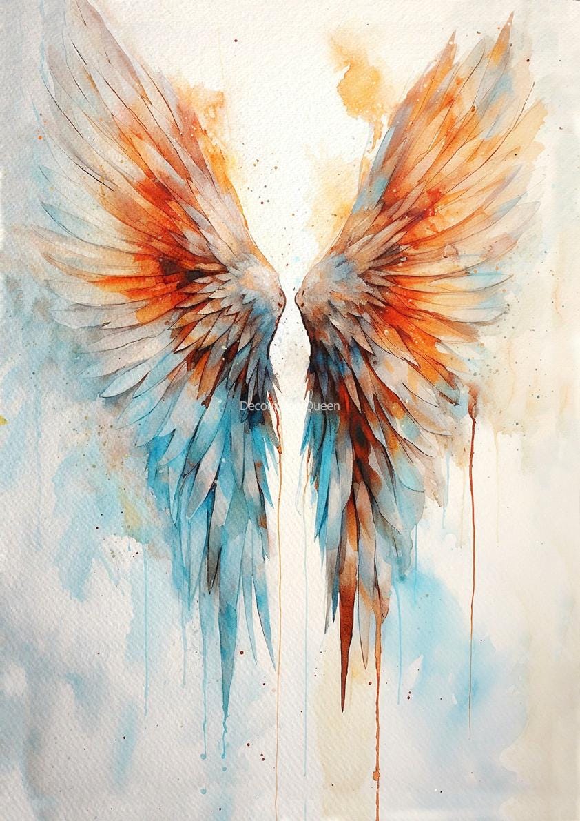 Watercolor Wings ll | Andy Skinner | Rice Paper Decoupage | Decoupage Queen | 2 Sizes