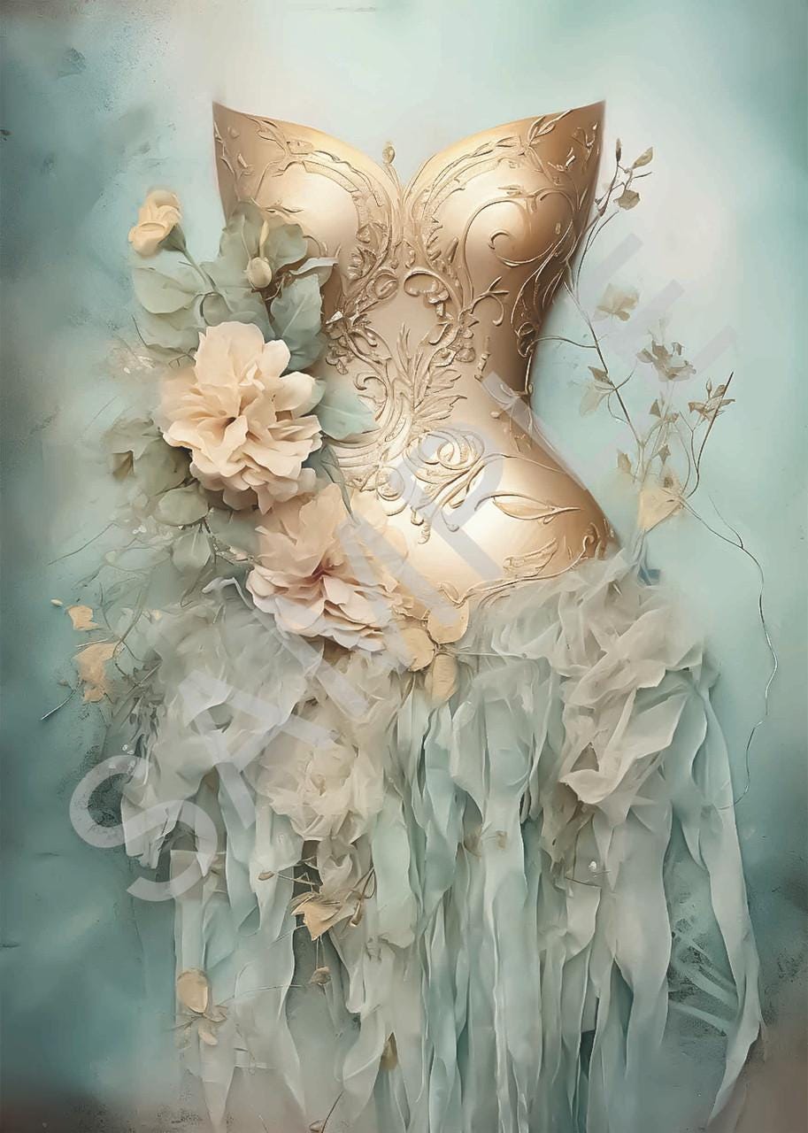 Ballgown Dress | Calambour Dreamscape | Rice Paper Decoupage | 2 Sizes