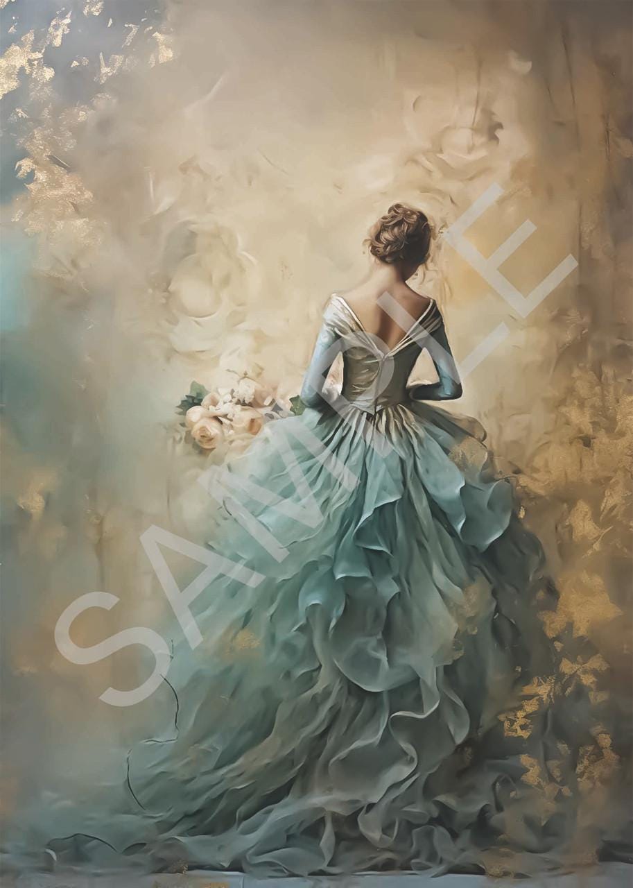 Girl In Blue Dress | Calambour Dreamscape T169 | Rice Paper Decoupage | 2 Sizes