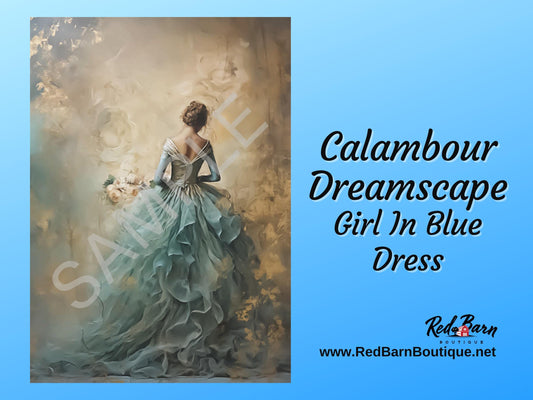 Girl In Blue Dress | Calambour Dreamscape T169 | Rice Paper Decoupage | 2 Sizes