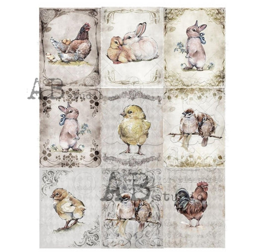 9 Easter Mini Portraits | Paper Decoupage | AB Studios 1290 | A4