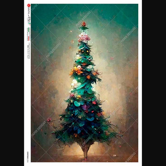 Skinny Surreal Tree | Rice Paper Decoupage | US Paper Designs | Christmas 0354 | A4