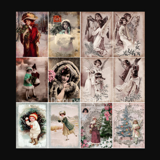 Vintage Christmas Minis | Rice Paper Decoupage | Decoupage Queen | 2 Sizes